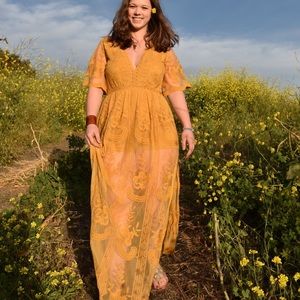 Mustard Lace Maxi Dress